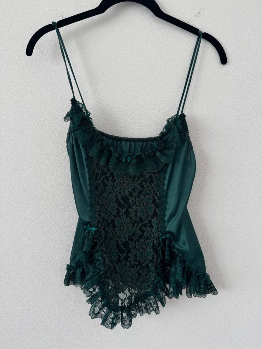 Vintage Emerald Green Lace Front Tank Top